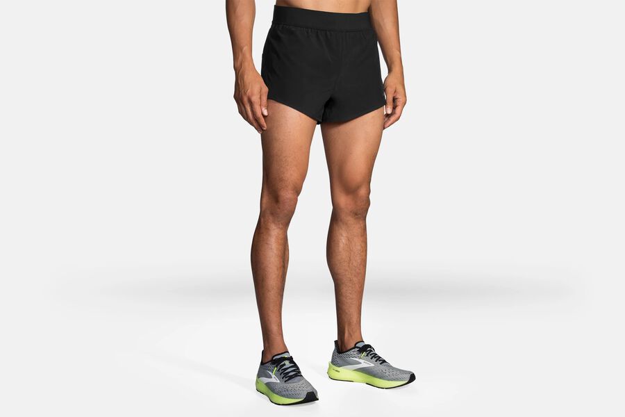 Mens Brooks Sherpa 3" Split Bottoms Black | 975280-SBE